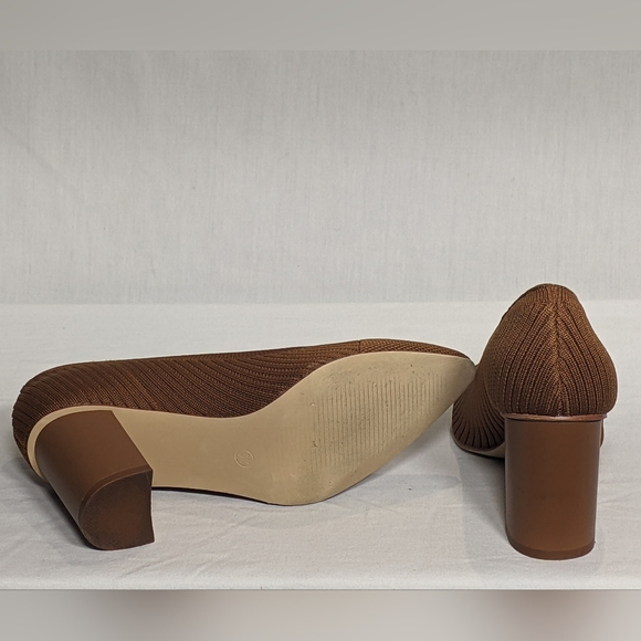 NEW Coutgo Womens Knit Pointed Toe Block Heel Unique & Stunning Sz 5.5 brown - Picture 3 of 4